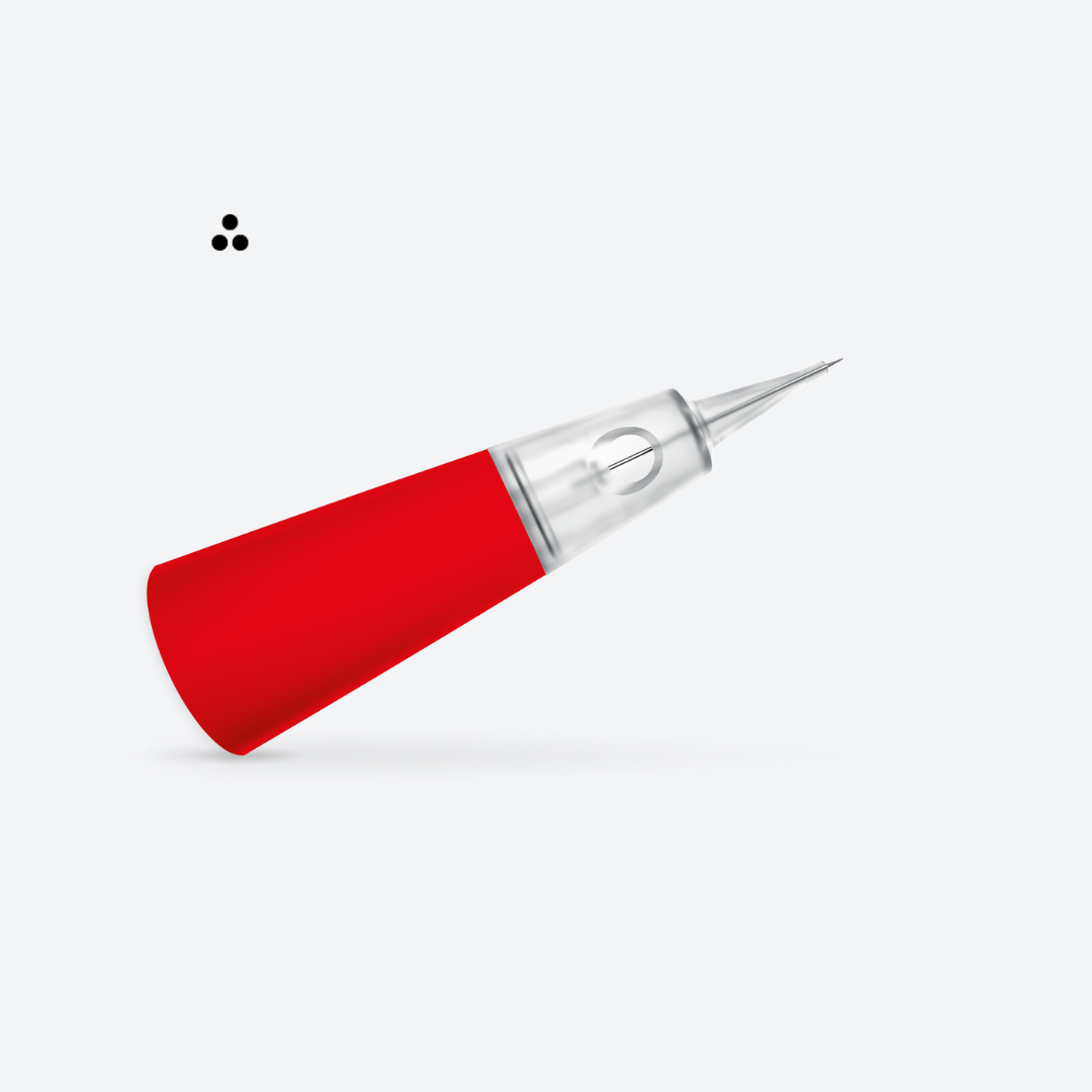 Ago a cartuccia Genius 3P Micro Swiss Color Ø 0.18 mm – 3 aghi micro-ravvicinati per sfumature delicate, contorni precisi e rimozione di vecchi pigmenti PMU. Cartuccia sterile con membrana anti-reflusso.