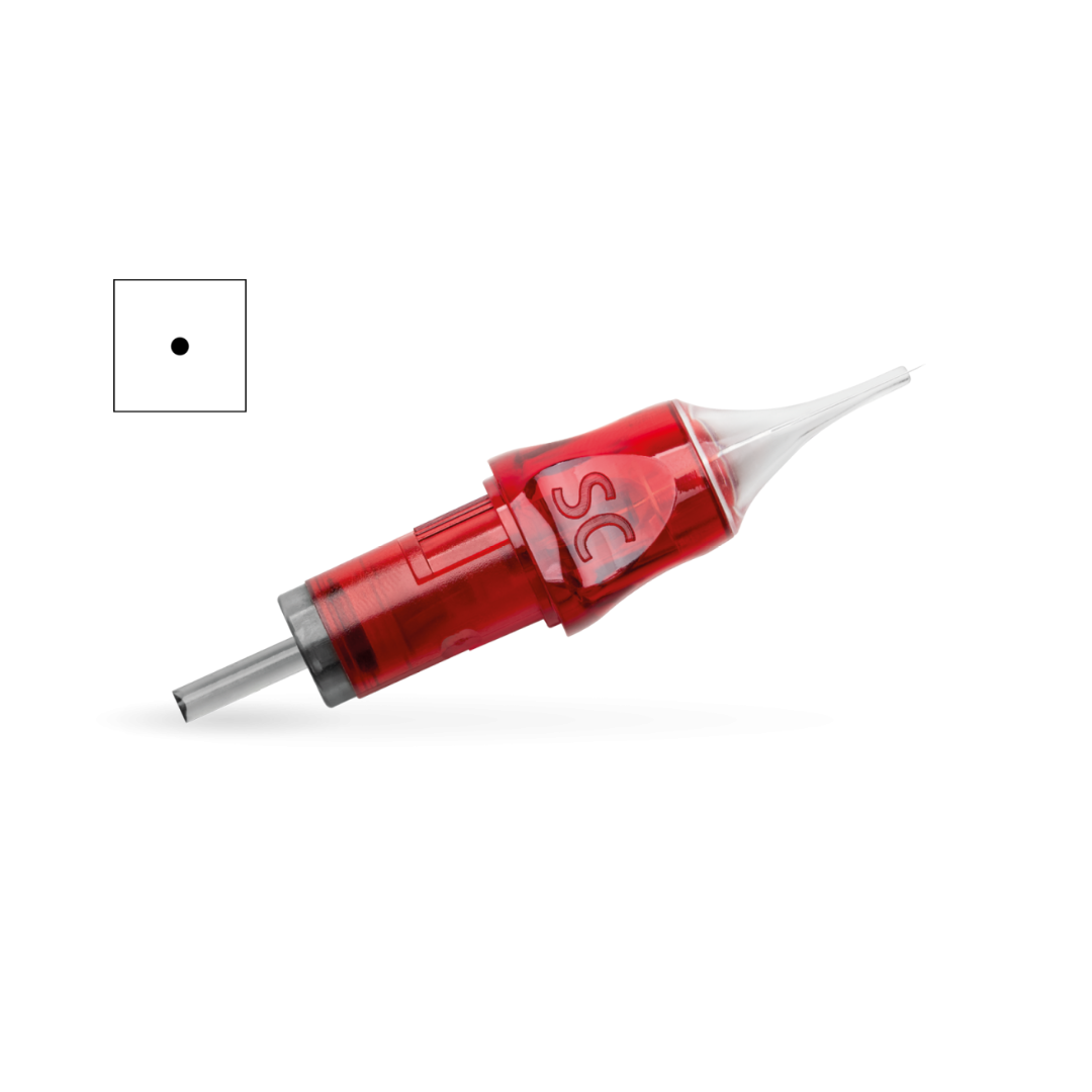 Ago Swiss Color 1RL Ø0.25 long taper – cartuccia PMU universale ultra-sottile per hair strokes, pixel e contorni labbra.