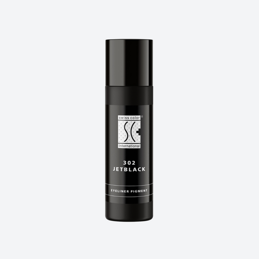 Flacone pigmento 302 Jet Black Swiss Color 10 ml – Nero inorganico liquido per PMU eyeliner smoky e ritocchi.