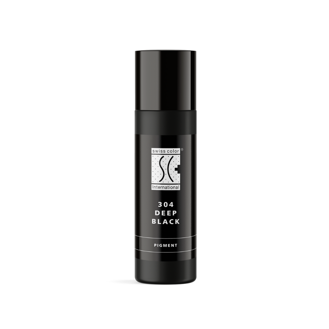 Flacone pigmento 304 Deep Black Swiss Color 10 ml – Nero inorganico CI 77266 a doppia granulometria per PMU eyeliner ad alta saturazione.