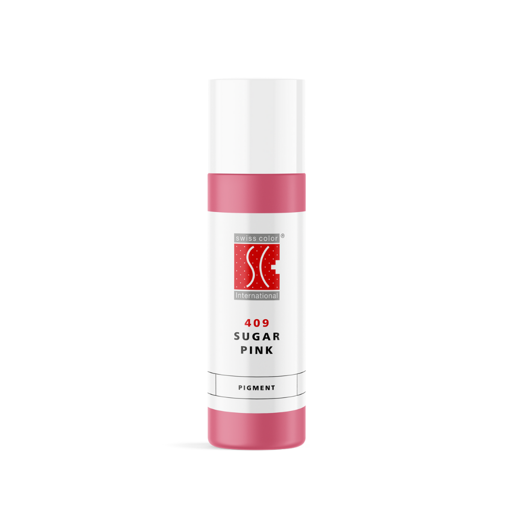 Pigmento 409 Sugar Pink Swiss Color – flacone da 5 ml e 10 ml con tonalità rosa zuccherino, ideale per labbra naturali e areola PMU.