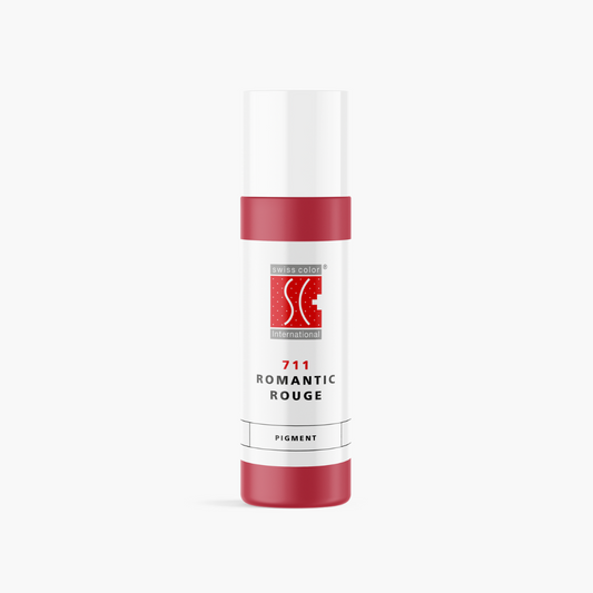 Flacone pigmento 711 Romantic Rouge – Pigmento minerale rosa legnoso per labbra PMU Serie 7 Swiss Color, formula fredda e purificata, effetto elegante e naturale.