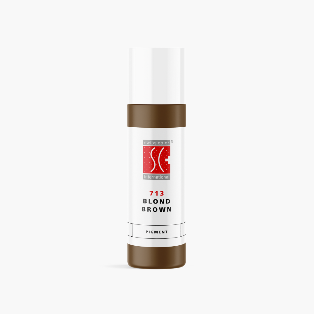 Flacone pigmento 713 Blond Brown – Marrone biondo caldo per sopracciglia PMU Serie 7 Swiss Color, formula ibrida con ossidi di ferro purificati, texture fluida e risultato naturale.