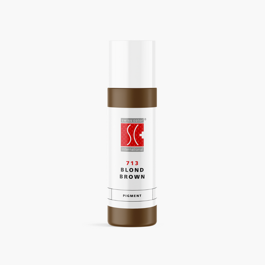 Flacone pigmento 713 Blond Brown – Marrone biondo caldo per sopracciglia PMU Serie 7 Swiss Color, formula ibrida con ossidi di ferro purificati, texture fluida e risultato naturale.