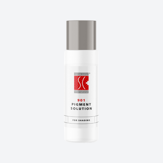 Flacone 901 Pigment Solution Swiss Color 15 ml – soluzione professionale per diluire pigmenti PMU e ottenere effetto acquerellato.
