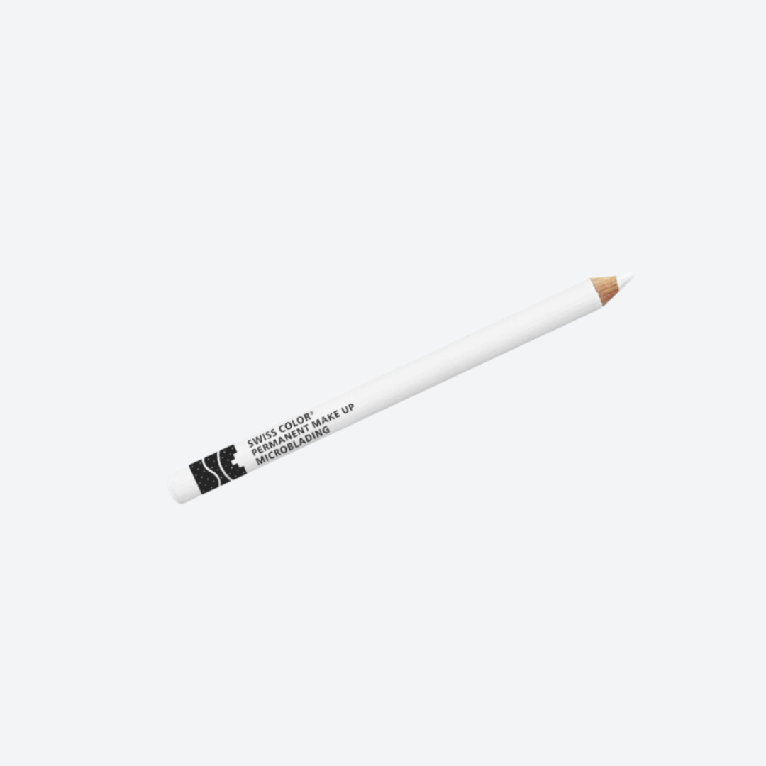 Matita Contorno Bianca Swiss Color – Matita professionale a mina dura per disegno pre-trattamento PMU, filler e botox, con tratto preciso e resistente.