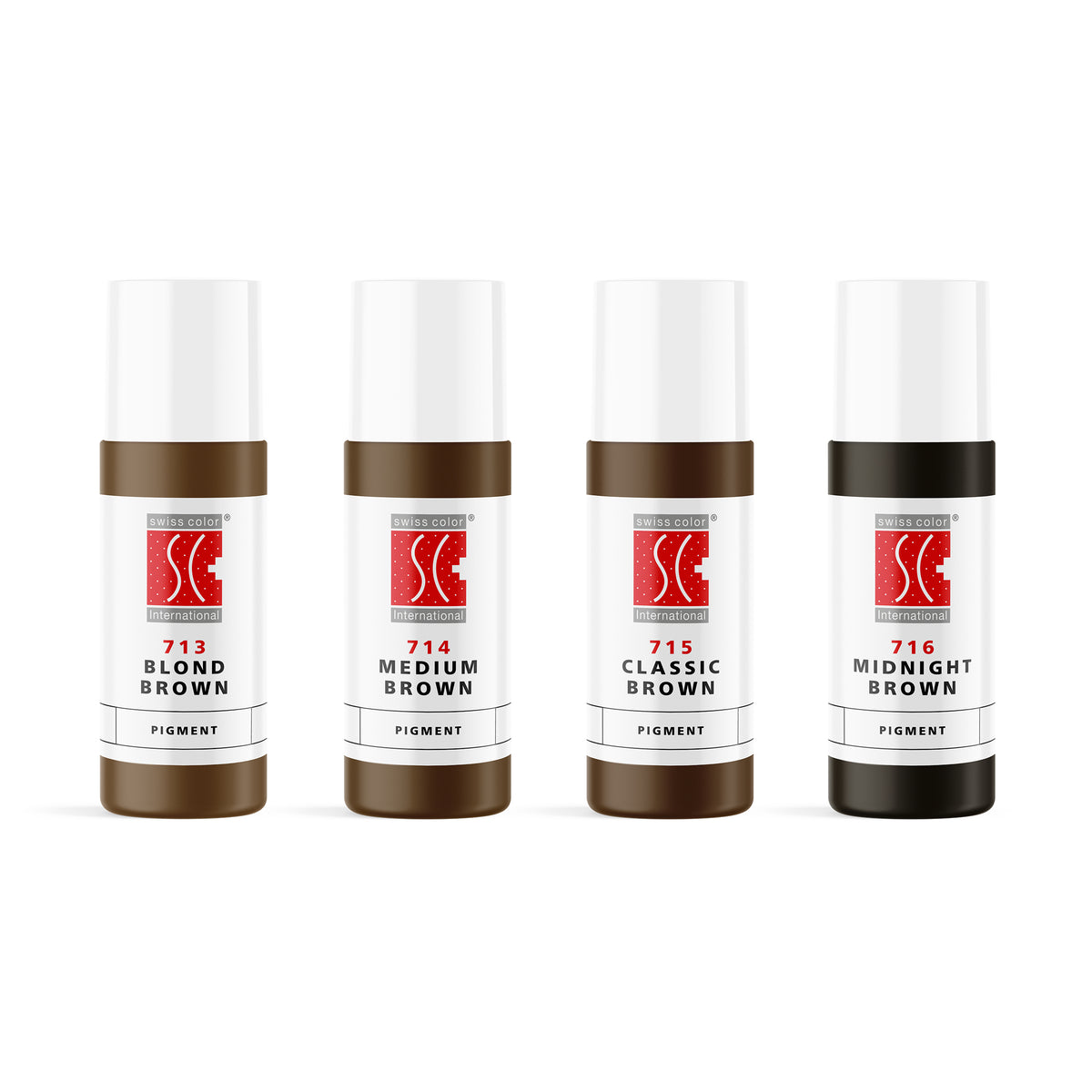 Kit Swiss Color Classic Brow – Set 4 pigmenti sopracciglia minerali (Blond Brown, Medium Brown, Classic Brown, Midnight Brown) formato 5 ml.