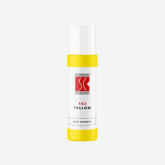Flacone pigmento 102 Yellow Swiss Color 10 ml – pigmento organico giallo correttivo per labbra e sopracciglia PMU, azione neutralizzante dei toni freddi.