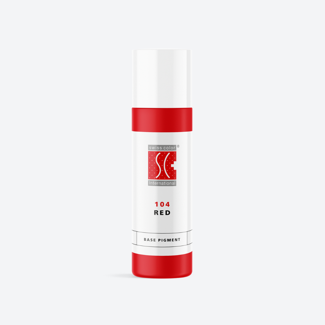 Flacone pigmento 104 Red Swiss Color 10 ml – Pigmento organico rosso intenso per labbra PMU, colore caldo e luminoso.