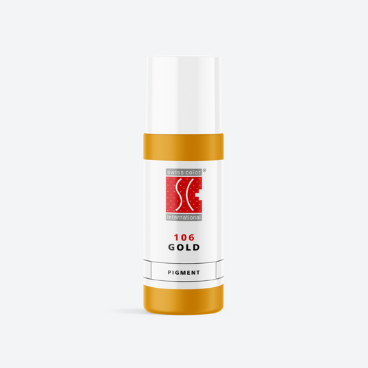 Flacone pigmento 106 Gold Swiss Color 5 ml – pigmento minerale dorato per schiarire e riscaldare toni marroni nelle sopracciglia PMU.