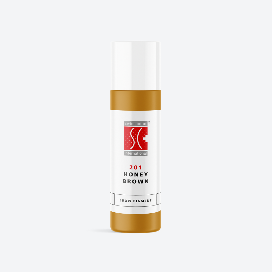 Flacone pigmento 201 Honey Brown Swiss Color 10 ml – pigmento ibrido biondo miele caldo per PMU sopracciglia e areola.