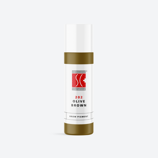 Flacone pigmento 202 Olive Brown Swiss Color 10 ml – pigmento ibrido correttivo marrone oliva per sopracciglia, camouflage e areola PMU.