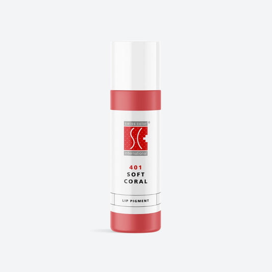 Flacone pigmento 401 Soft Coral Swiss Color – Colore corallo rosato per PMU labbra, formula ibrida vellutata e naturale.