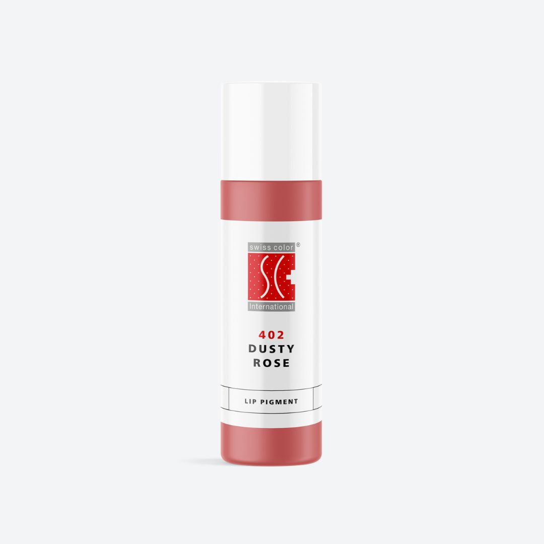 Flacone pigmento 402 Dusty Rose Swiss Color 5 ml e 10 ml – Colore rosa cipria freddo per PMU labbra, formula ibrida naturale e stabile.