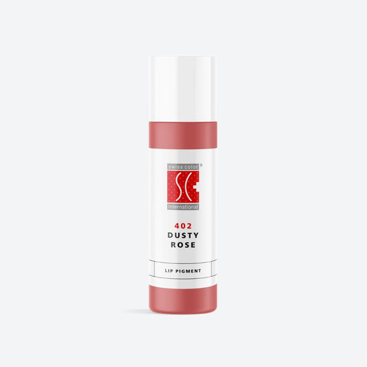 Flacone pigmento 402 Dusty Rose Swiss Color 5 ml e 10 ml – Colore rosa cipria freddo per PMU labbra, formula ibrida naturale e stabile.