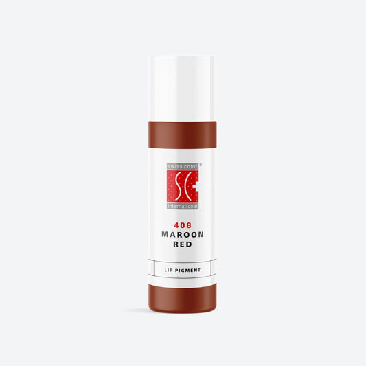 Flacone pigmento 408 Maroon Red – Pigmento ibrido rosso-bruno per labbra e areola PMU Serie 4 Swiss Color, formula vellutata e stabile.