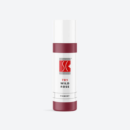 Flacone pigmento 701 Wild Rose – Rosa freddo minerale per labbra PMU Serie 7 Swiss Color, formula vellutata e duratura per effetto elegante e naturale.