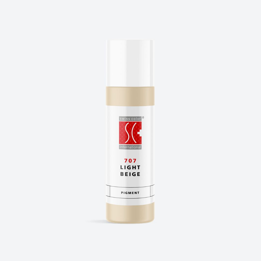 Flacone pigmento 707 Light Beige – Beige chiaro neutro per camouflage, liplight e correzioni PMU Serie 7 Swiss Color, formula minerale purificata.