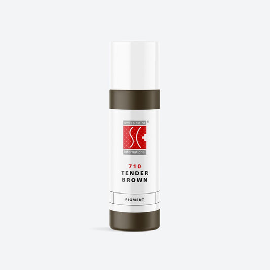 Flacone pigmento 710 Tender Brown – Marrone medio neutro minerale per sopracciglia PMU Serie 7 Swiss Color, formula stabile e purificata, risultato naturale.